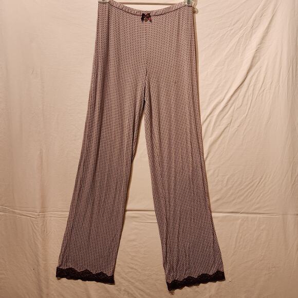 Jasper Conran Sz 8 Wine Red Pajama Top & Bottom Set Lace Trim Holiday Luxury PJs - Picture 9 of 16